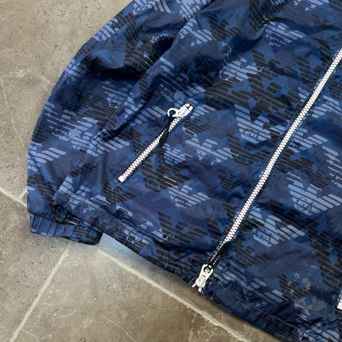 Vintage Armani Jeans Monogram Windbreaker Jacket Size S