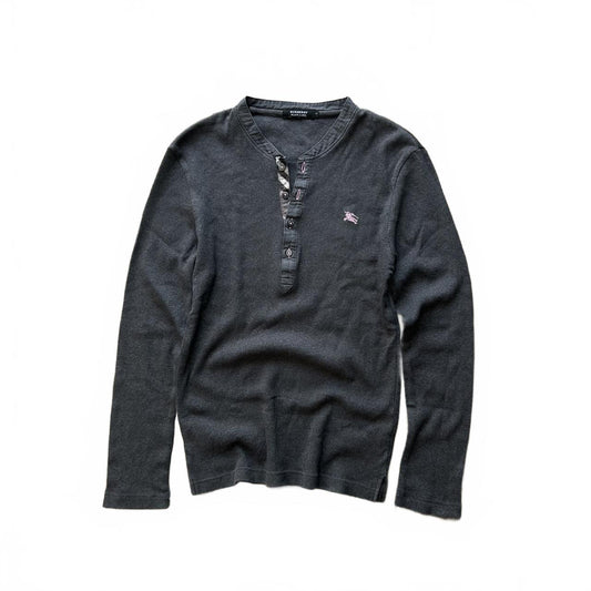 Burberry Black Label Nova Check Ribbed Henley T Shirt S