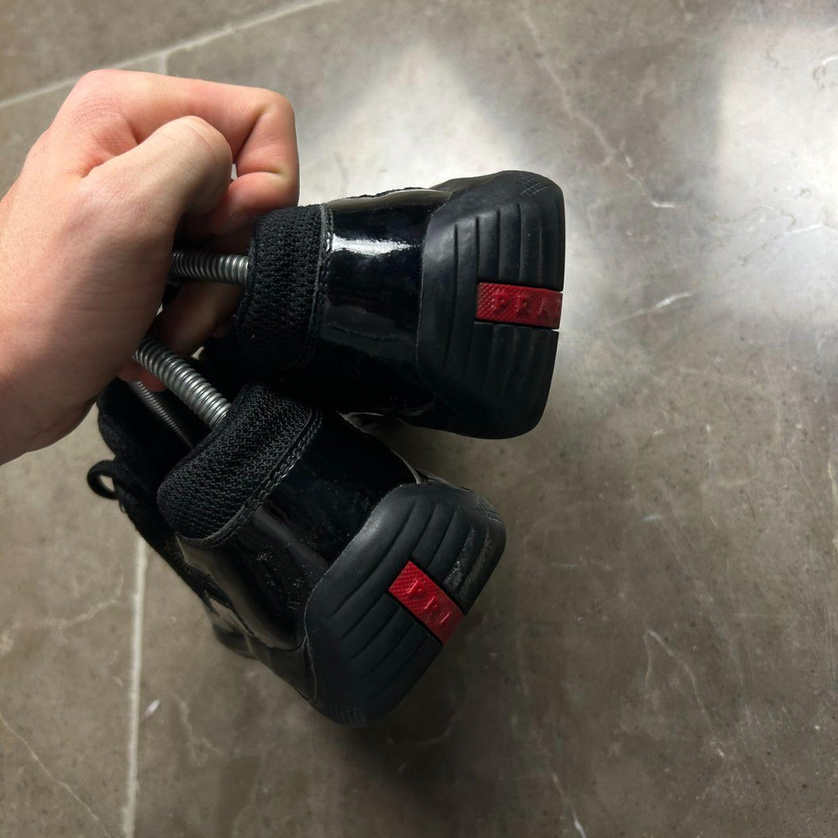 Mens Prada America Cups Patent Black Size UK 8.5