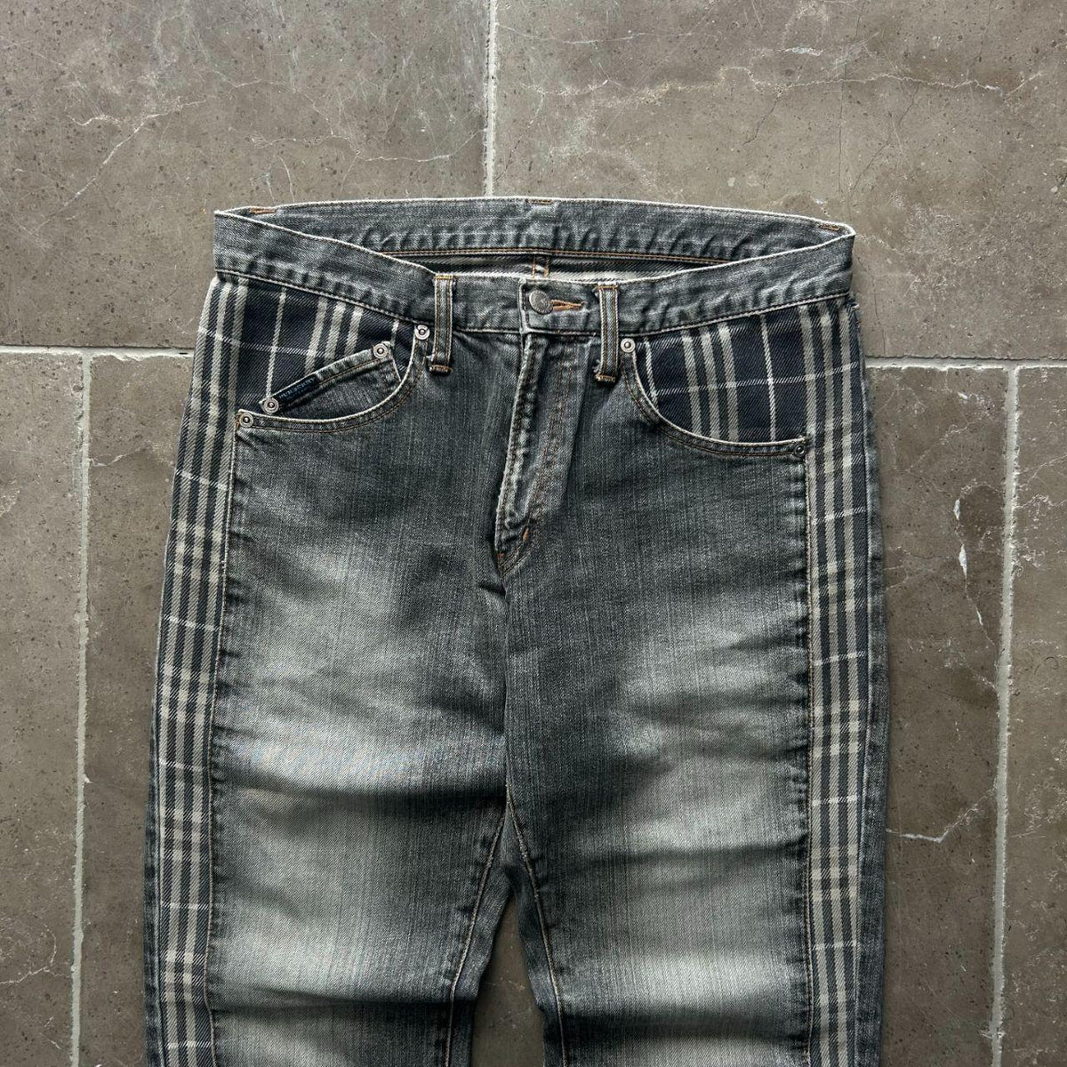 Vintage Burberry Blue Label Shadow Check Jeans W31 L32