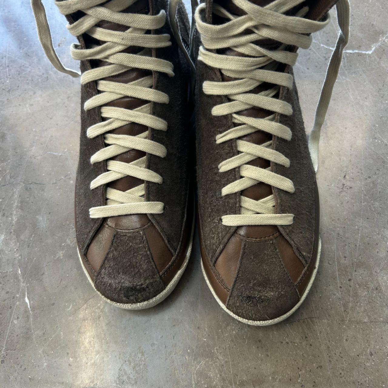 Maison Margiela Grey Suede Leather Brutalist High Top Shoes UK 7