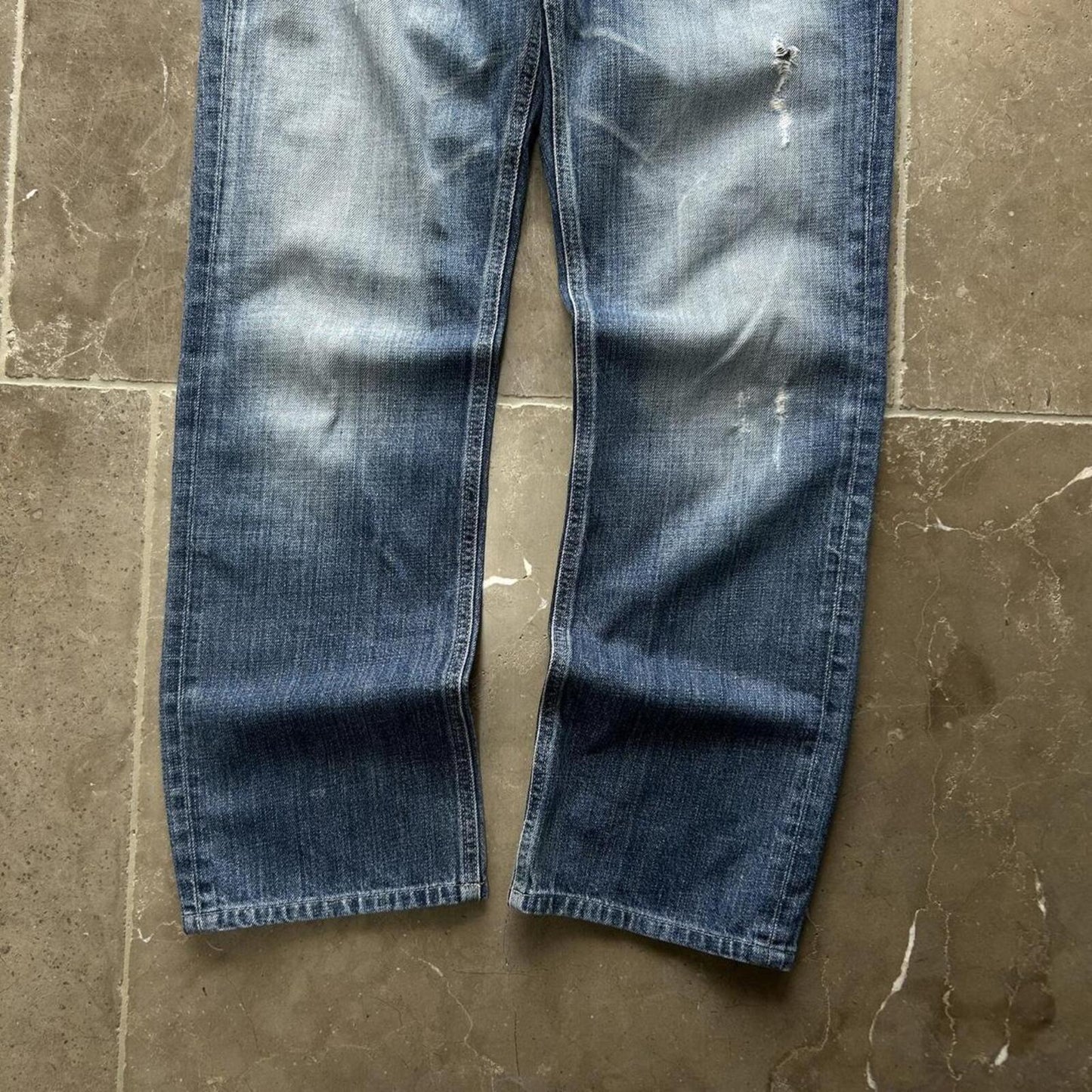 Vintage Burberry Black Label Relaxed Straight Buckle Back Jeans W30 L28