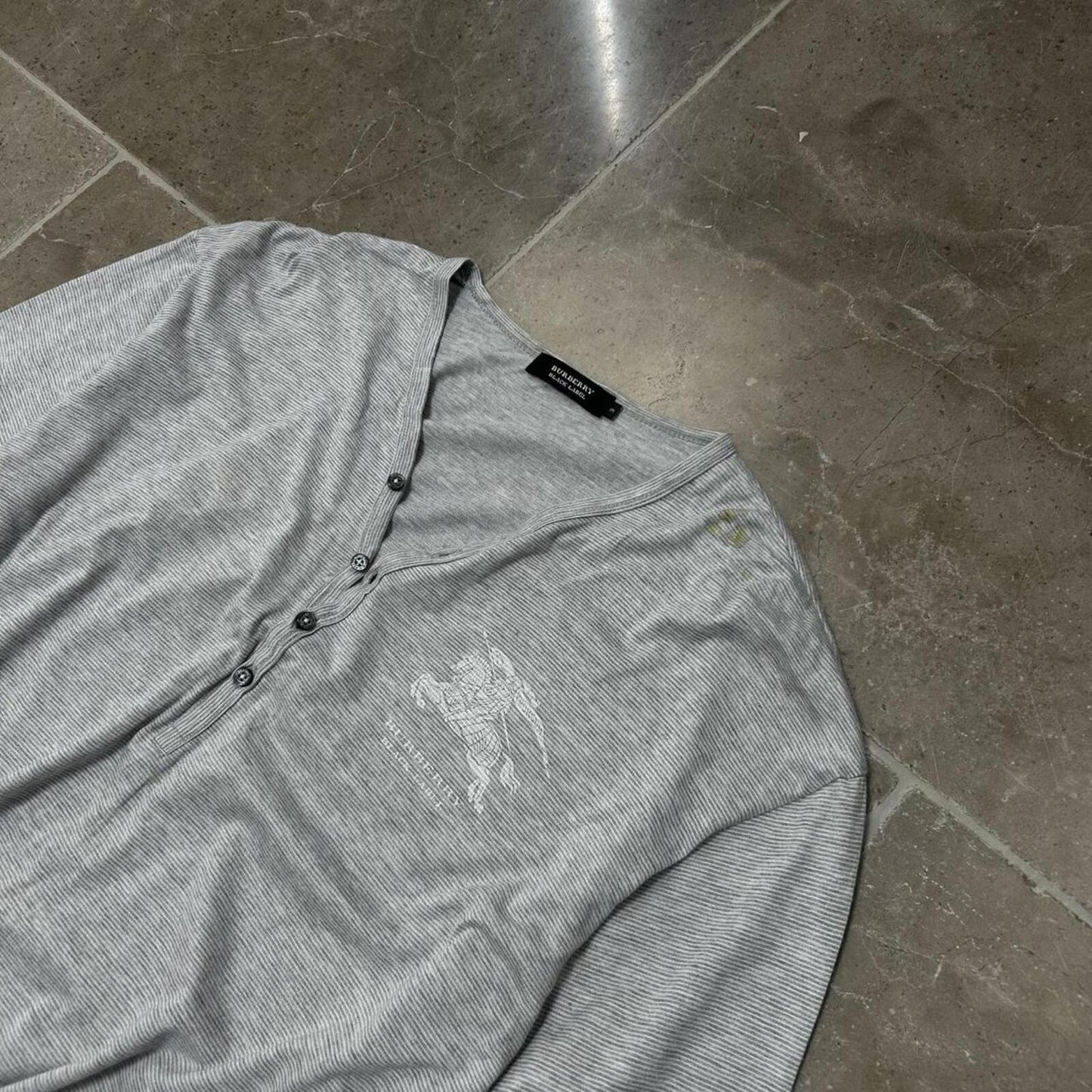Burberry Black Label Striped Henley T Shirt M