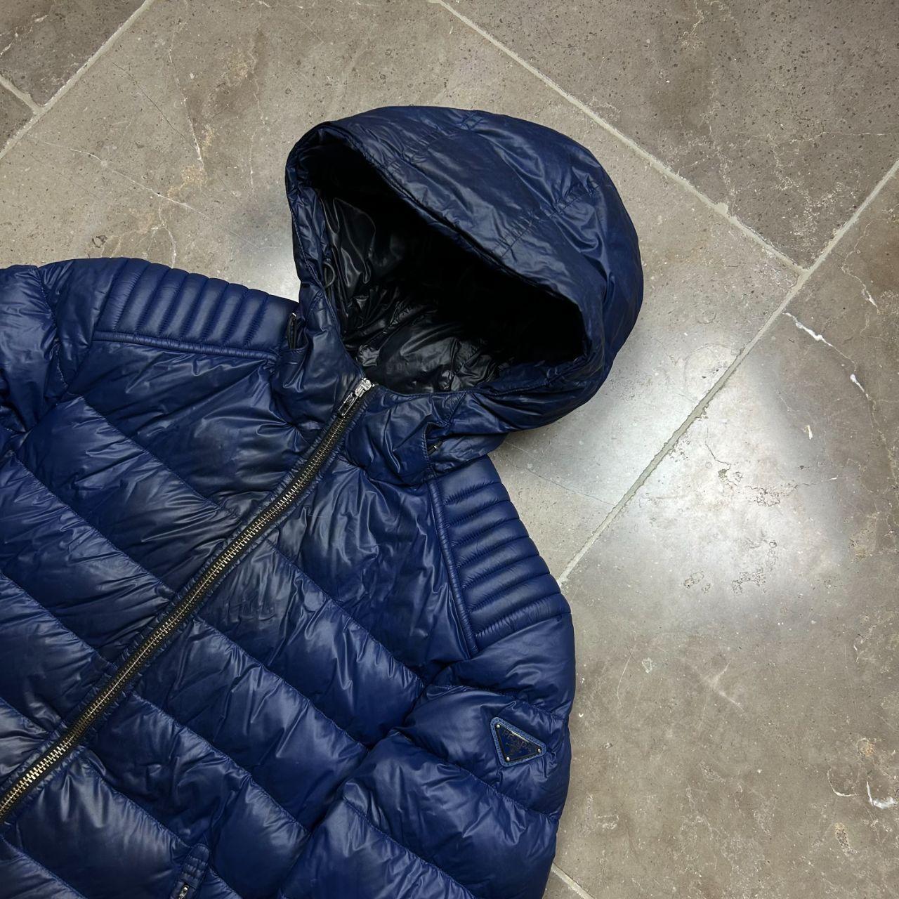 Mens Prada Milano Biker Down Puffer Jacket Navy M