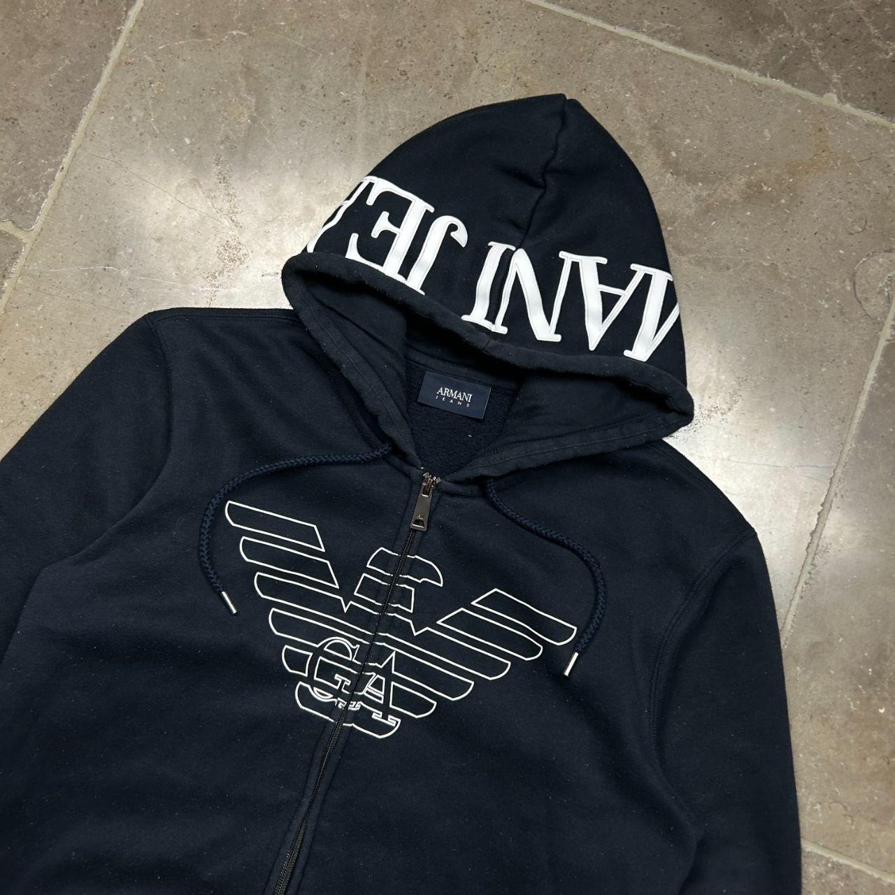Mens Armani Jeans Logo Zip Up Hoodie Size L