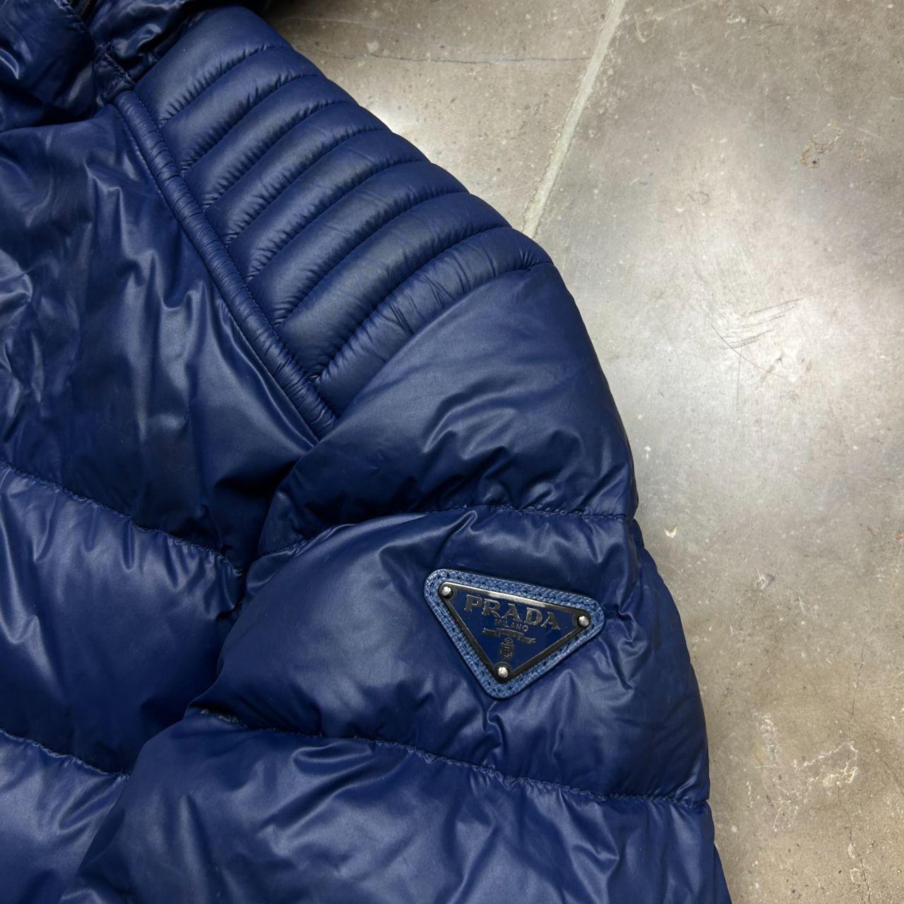 Mens Prada Milano Biker Down Puffer Jacket Navy M