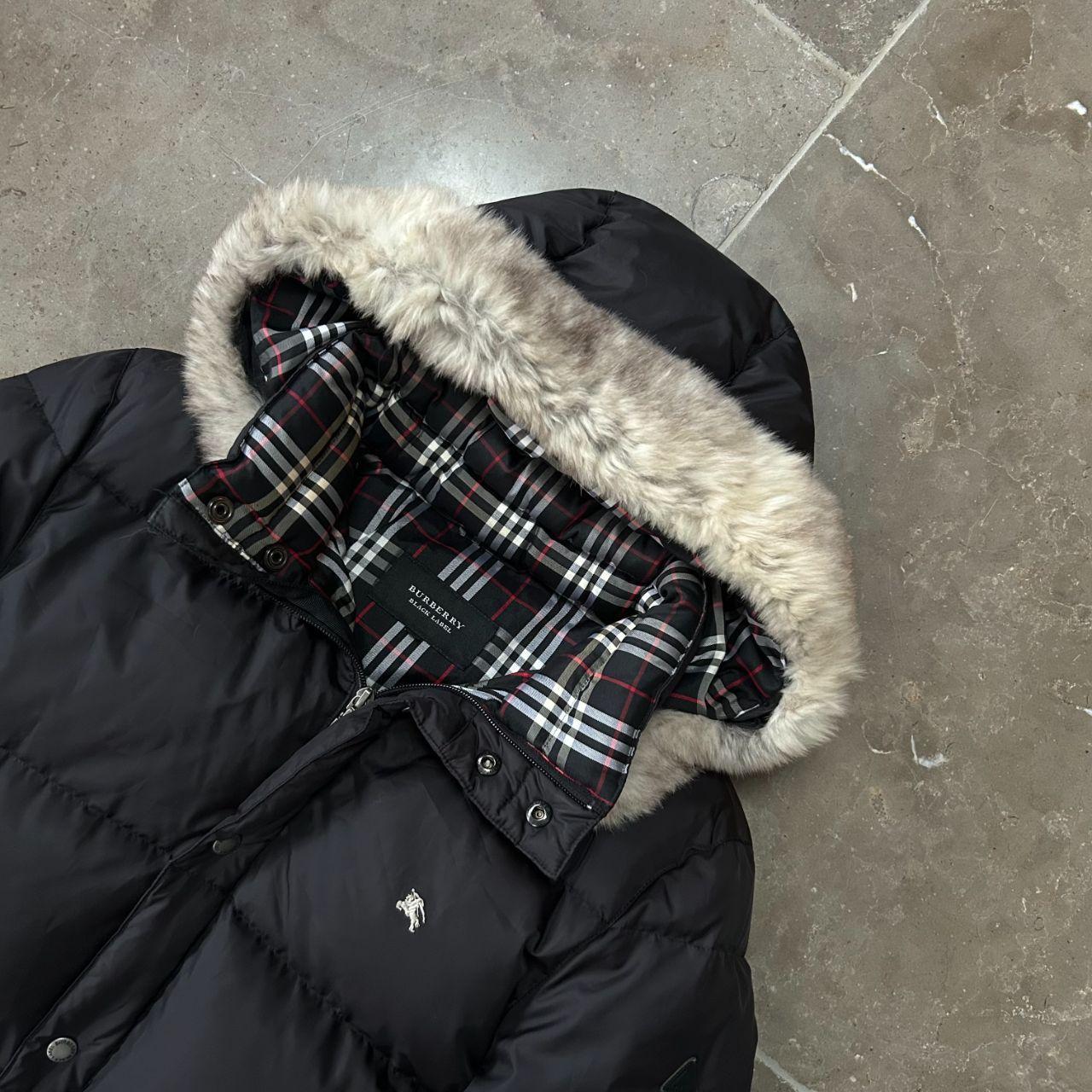 Burberry Black Label Fur Hood Puffer Jacket Black M