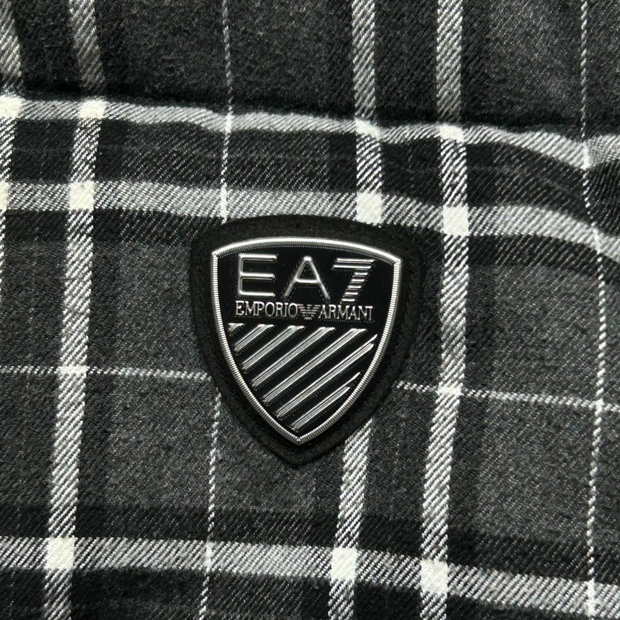 Mens Armani EA7 Plaid Fur Hood Puffer Jacket L