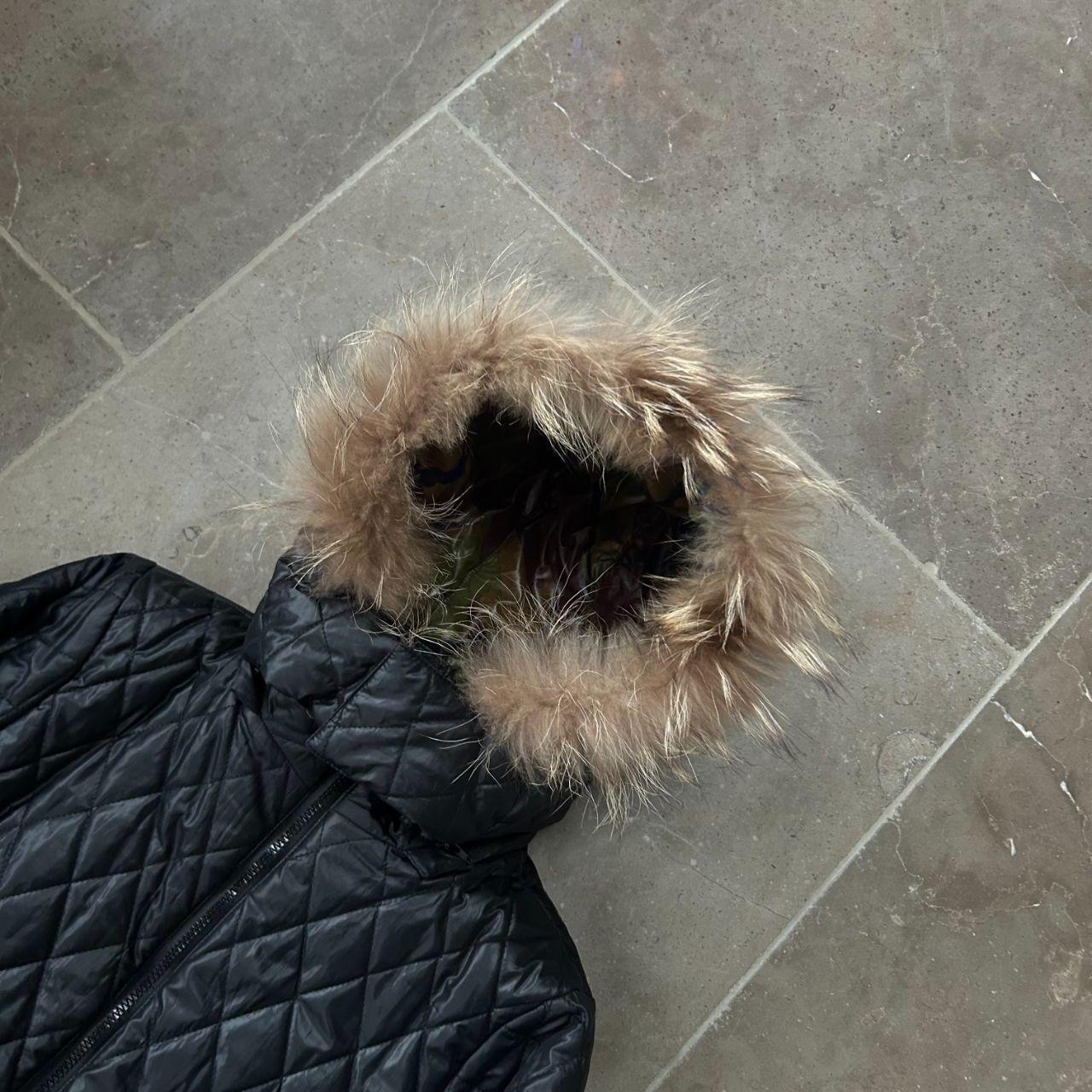 Vintage Japanese Archive Fur Hood Reversible Puffer Jacket S