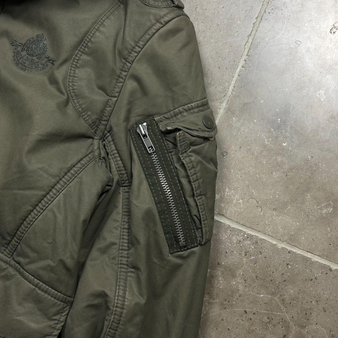 Mens Diesel Fur Hood Bomber Jacket Khaki S