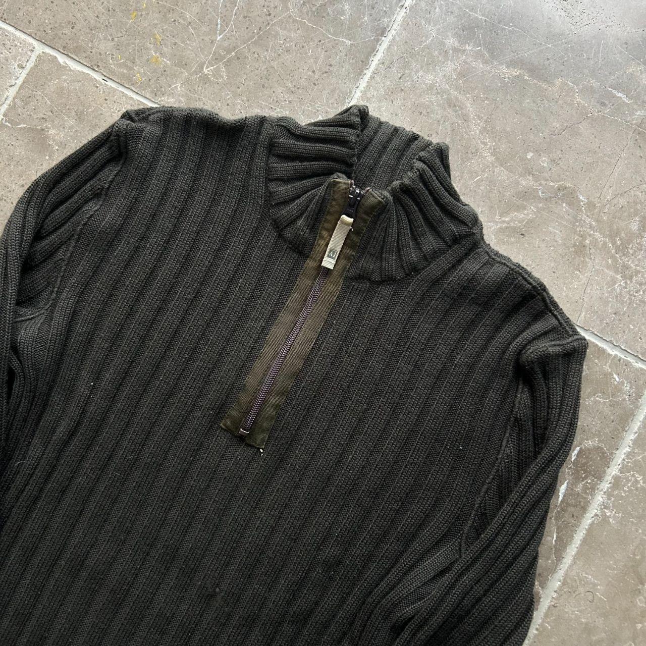 Mens Armani Jeans Ribbed Knitted Quarter Zip Jumper