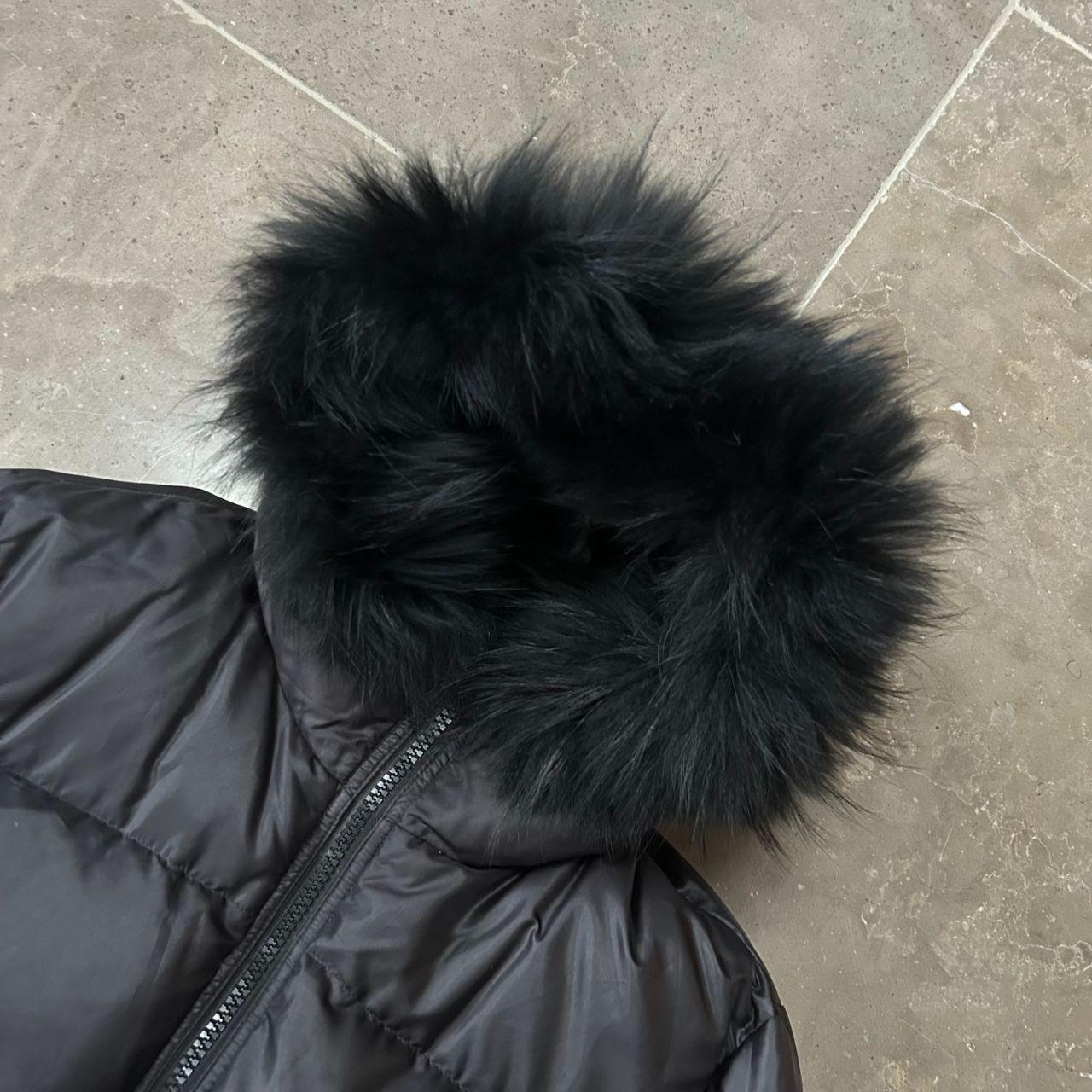 Burberry Black Label Fur Hood Reversible Puffer Jacket Black M