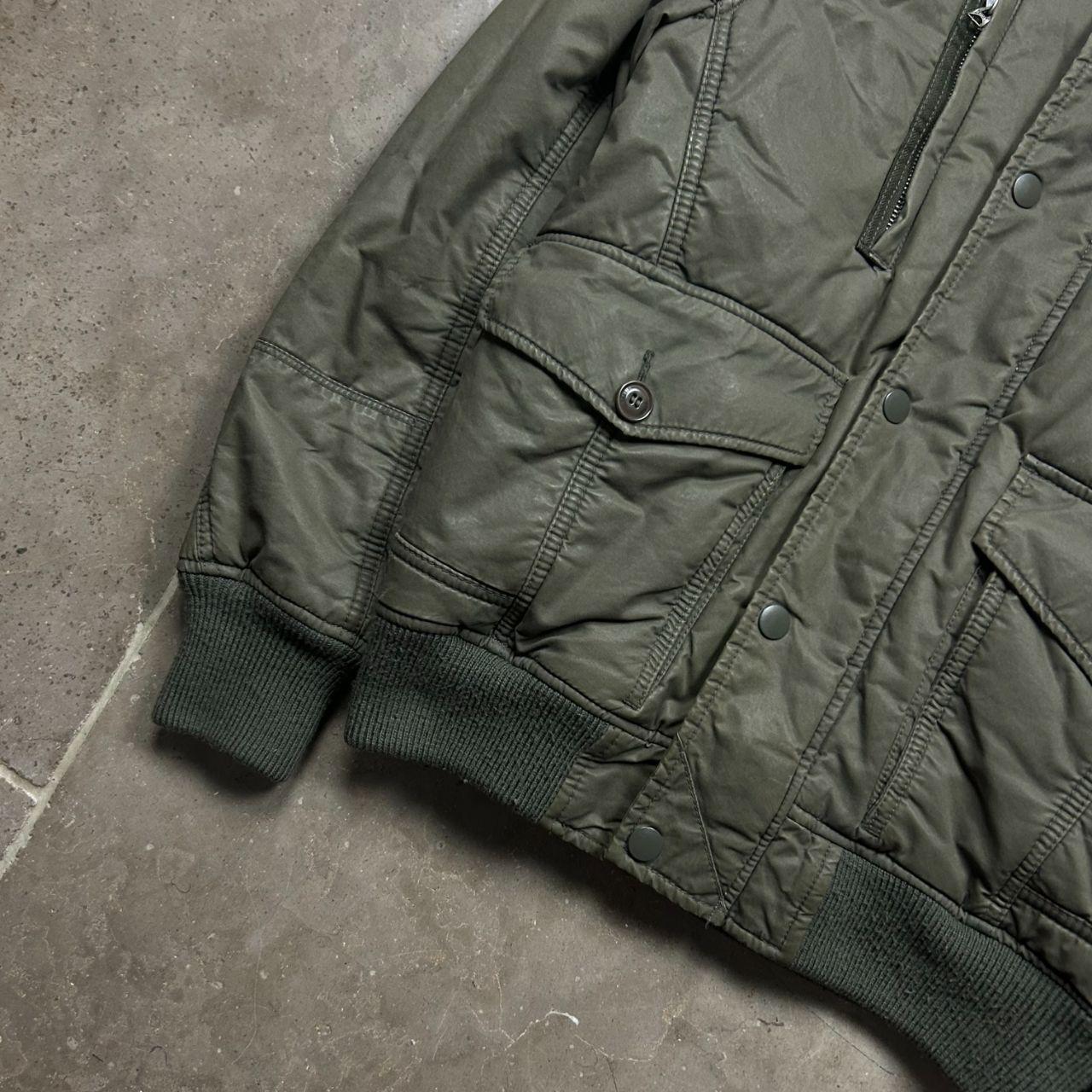 Mens Diesel Fur Hood Bomber Jacket Khaki S