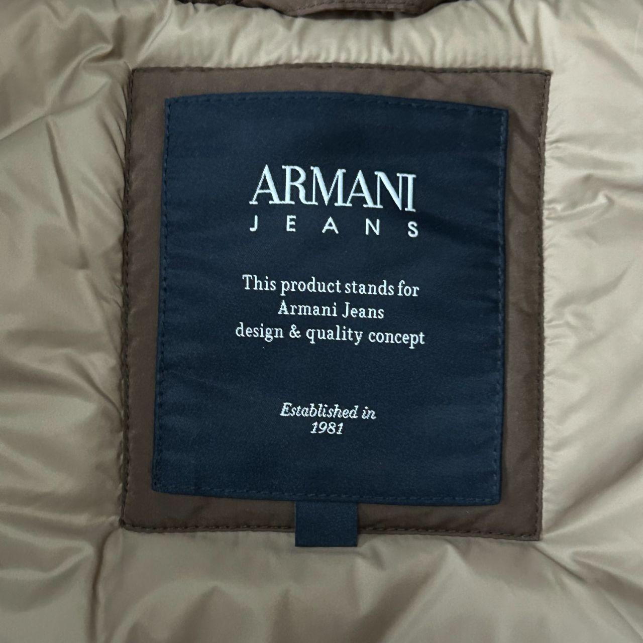 Armani Jeans Puffer Bomber Jacket Brown S