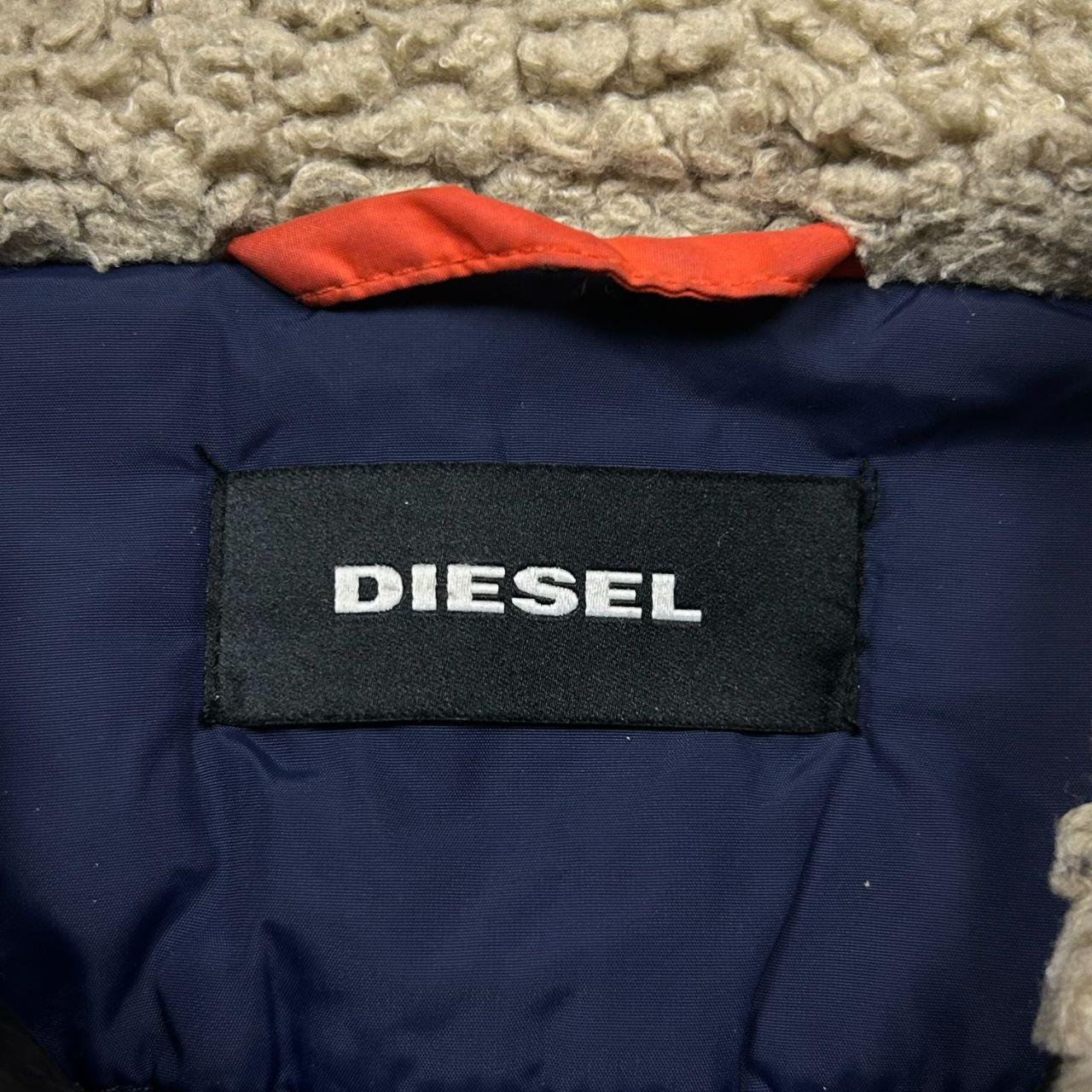 Mens Diesel Fur Hood Bomber Jacket Black M