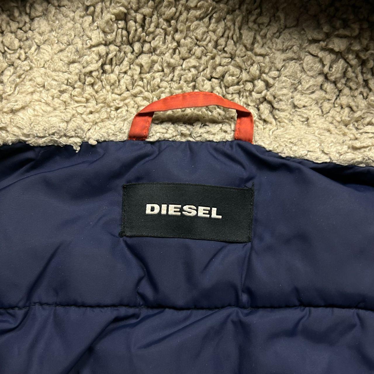 Mens Diesel Fur Hood Bomber Jacket Black M