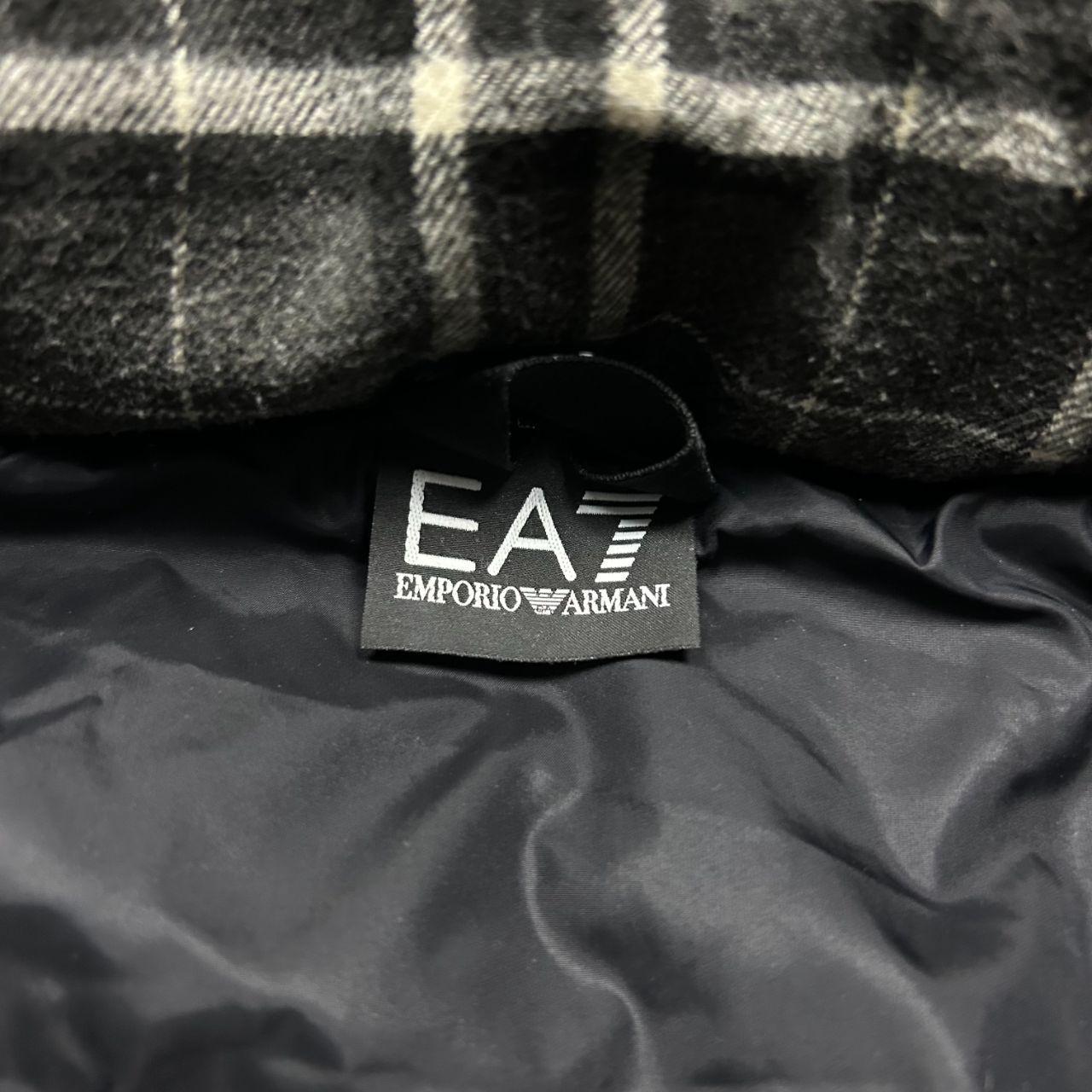 Mens Armani EA7 Plaid Fur Hood Puffer Jacket L