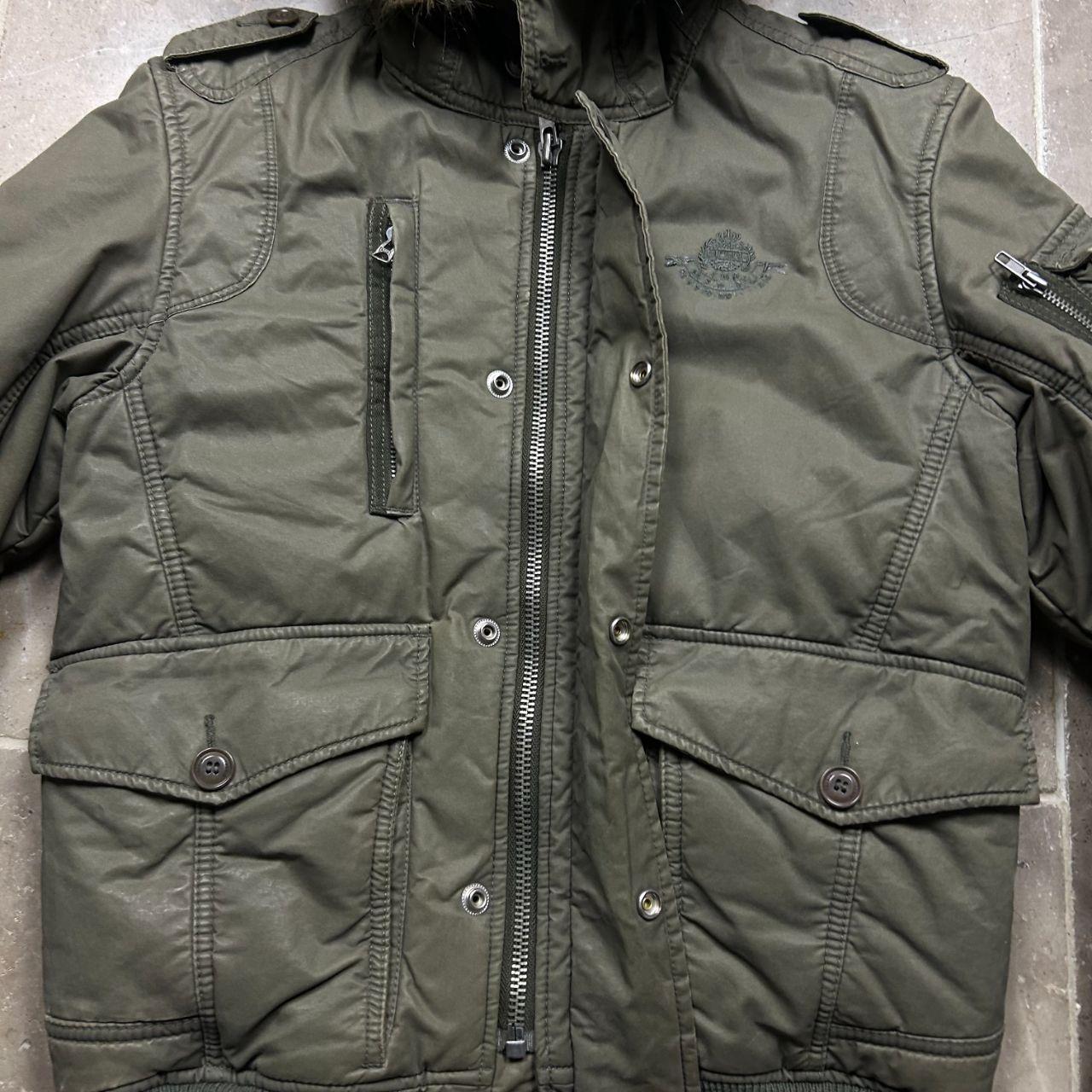 Mens Diesel Fur Hood Bomber Jacket Khaki S